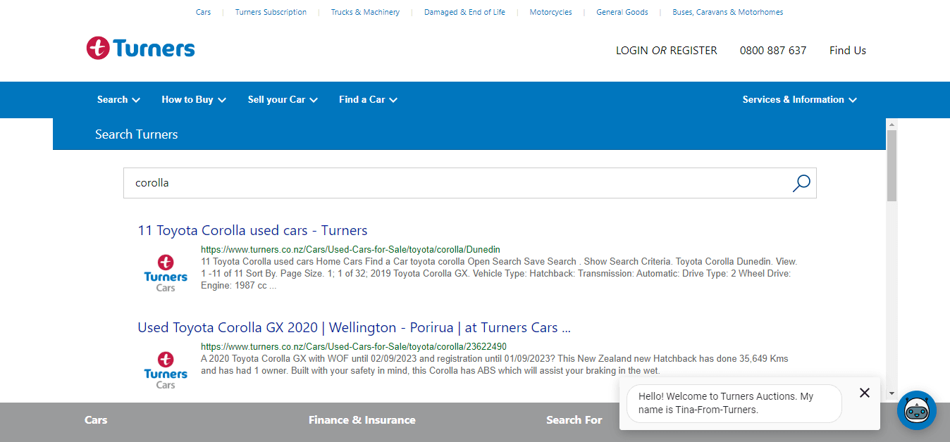 Turners Search & Chatbot